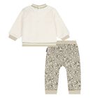 Younger Boys Ivory & Beige Ikonik Karl Tracksuit , 1, hi-res