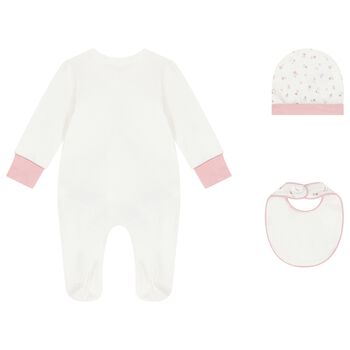 Baby Girls White & Pink Babygrow Gift Set