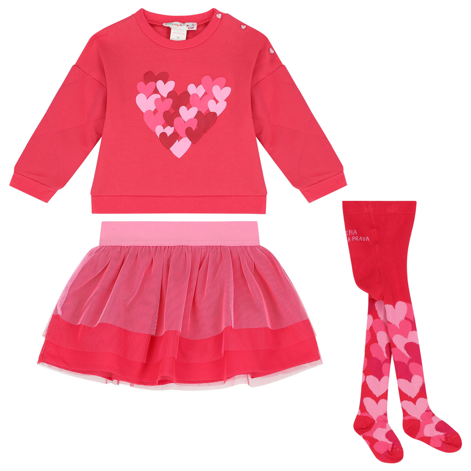 Girls Pink Hearts Skirt Set, 1, hi-res
