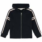 Girls Navy Blue Zip Up Logo Top, 1, hi-res