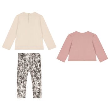 Younger Girls Beige & Pink Legging Set