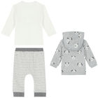 Baby Boys Grey & White 3 Piece Tracksuit, 1, hi-res