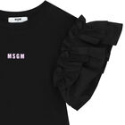 Girls Black Logo Dress, 1, hi-res