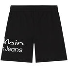 Boys Black Logo Shorts, 1, hi-res