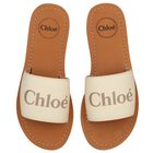 Girls Mini Me Ivory & Beige Logo Sliders, 1, hi-res