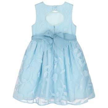 Girls Blue Cut-Out flowers Dress
