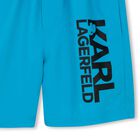 Boys Mini Me Blue Logo Swim Shorts, 1, hi-res