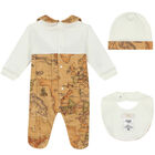 Ivory & Beige Geo Map Babygrow Set, 3, hi-res