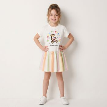 Younger Girls Ivory Bubble Tiger Dress