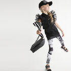 Girls Black Logo Hooded Dress, 1, hi-res