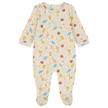 Baby Girls Beige Logo Babygrow
