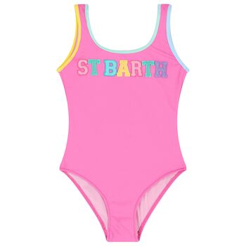 Girls Pink Logo Swimsuit