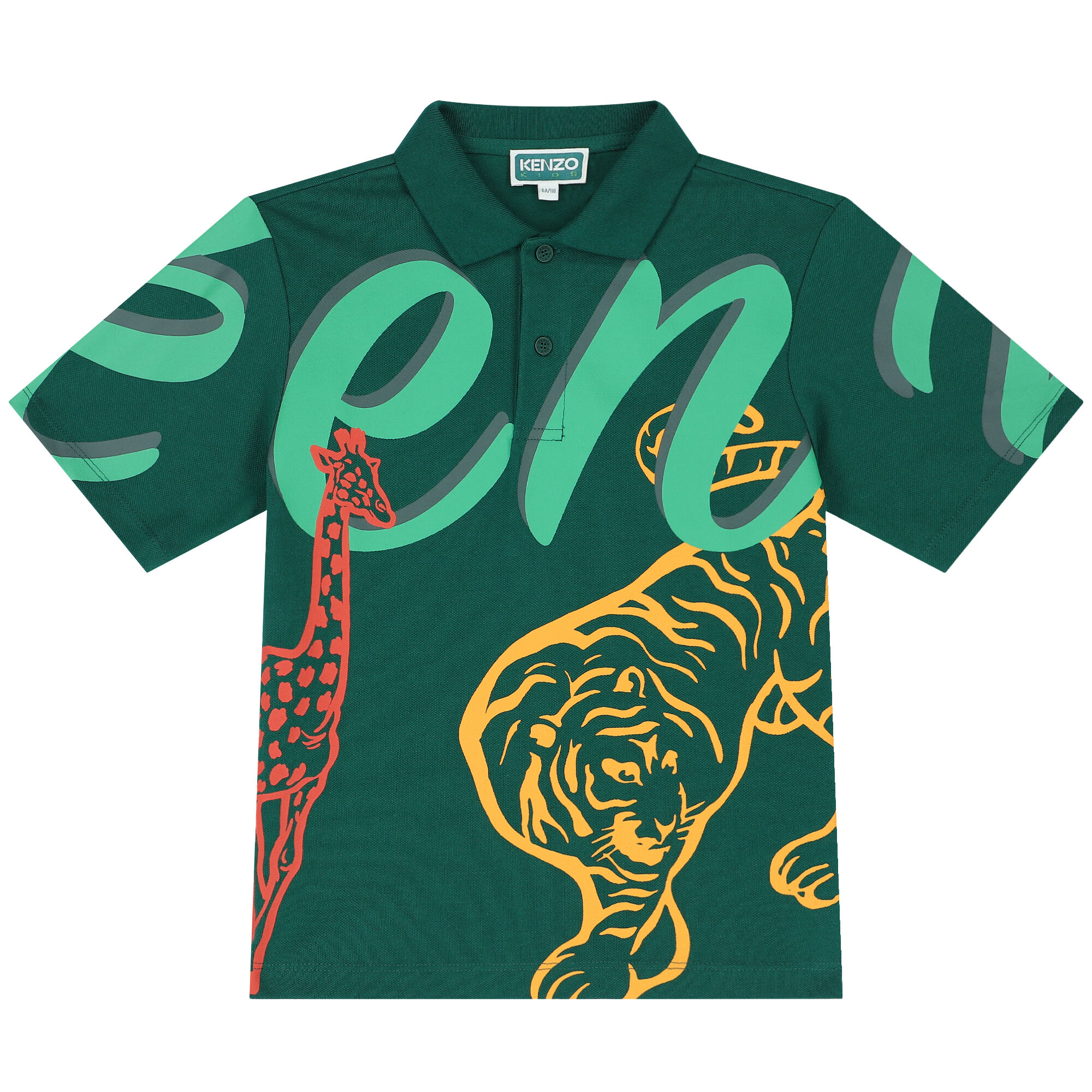 KENZO KIDS Boys Green Logo Polo Shirt Junior Couture UK