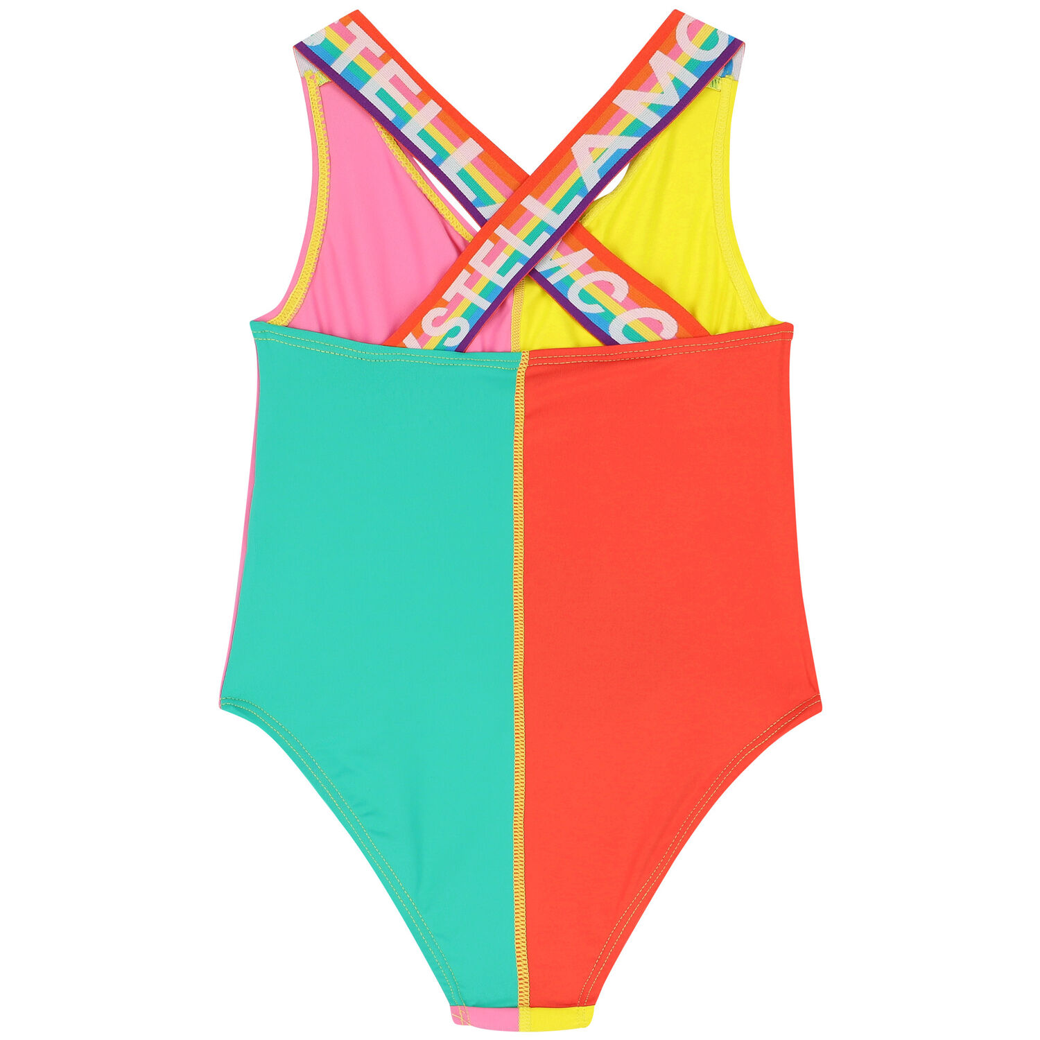 Girls Multi-Colored Logo Swimsuit, 1, hi-res