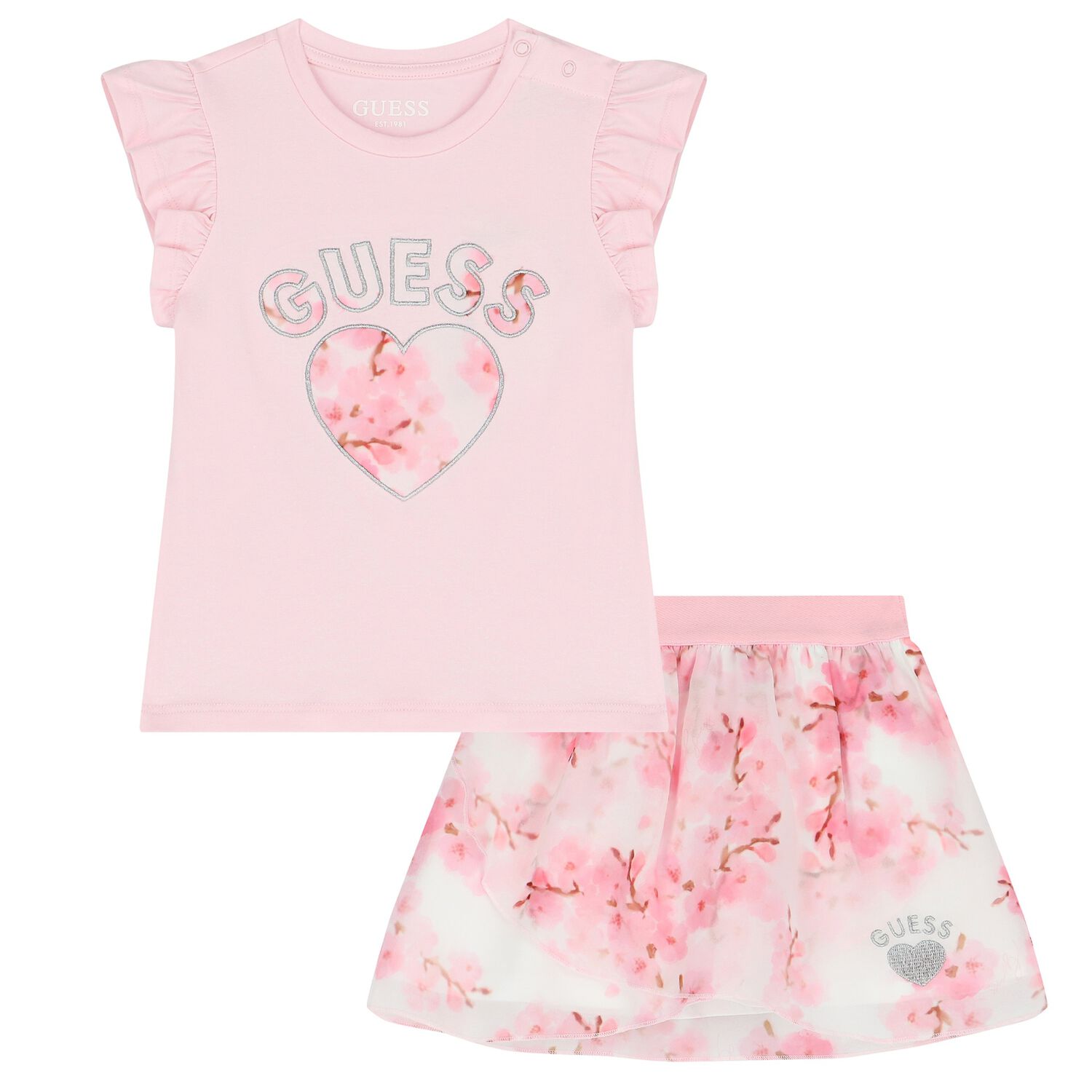 Baby Girls Pink Logo Skirt Set, 1, hi-res