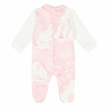 Girls Pink & Ivory Geo Map Babygrow