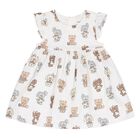 Baby Girls White Teddy Bear Dress Set, 3, hi-res
