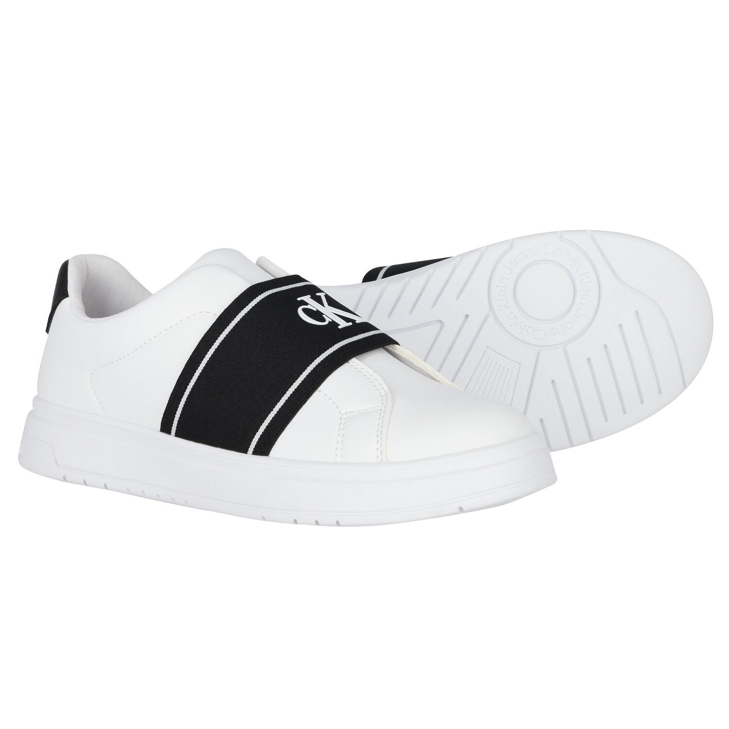 White & Black Logo Trainers, 2, hi-res