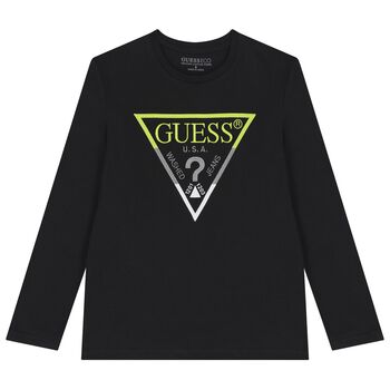 Boys Black Logo Long Sleeve Top
