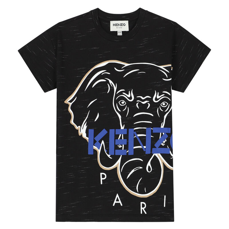 Boys Black Elephant Logo T-Shirt, 1, hi-res image number null