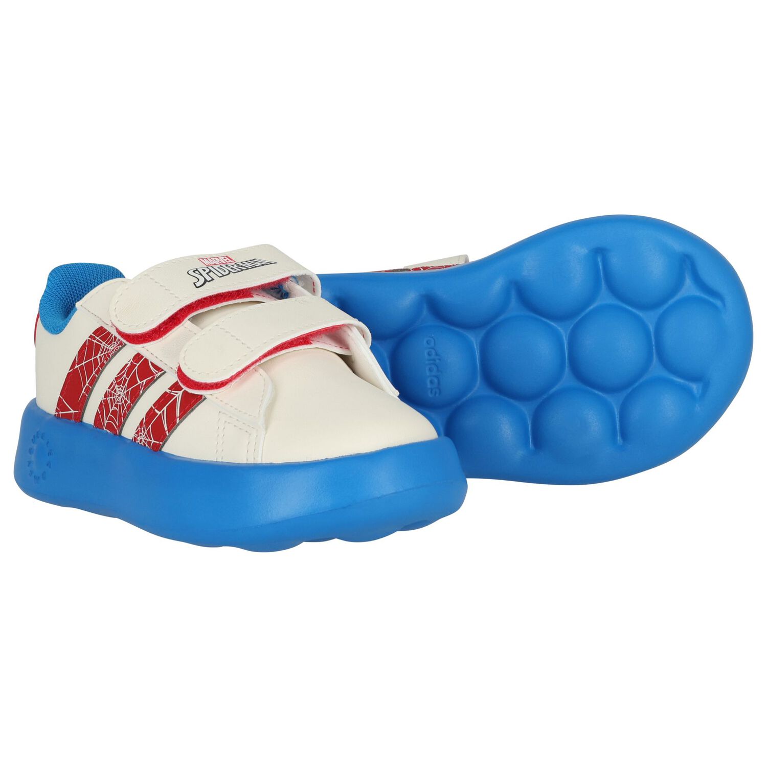 Boys Boys Ivory & Blue Marvel Grand Court Trainers, 1, hi-res
