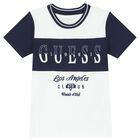 Boys White & Navy Blue Logo T-Shirt, 1, hi-res