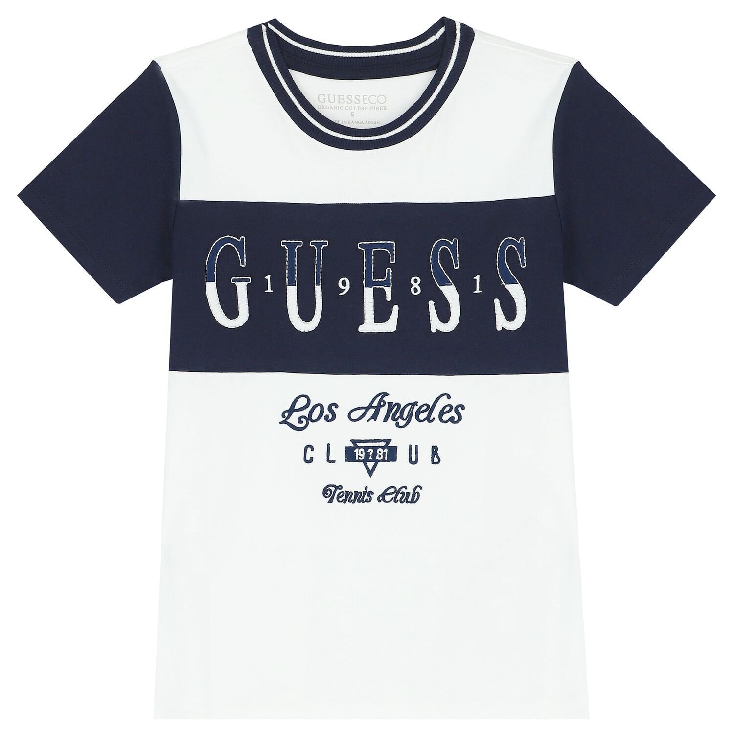 Boys White & Navy Blue Logo T-Shirt, 1, hi-res