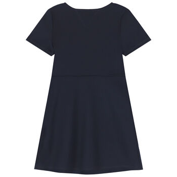Girls Navy Blue Logo Dress