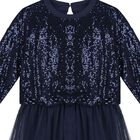Girls Navy Blue Embellished Tulle Dress, 1, hi-res