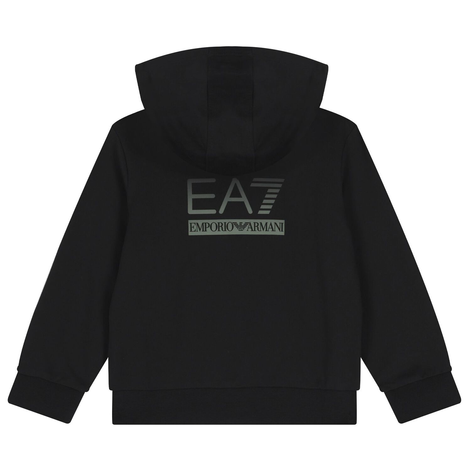 Boys Black Logo Hooded Zip Up Top, 1, hi-res