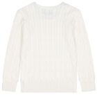 Boys Ivory Logo Cable Knit Jumper, 1, hi-res