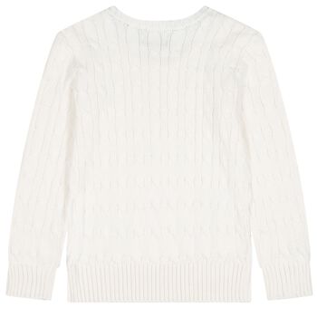 Boys Ivory Logo Cable Knit Jumper