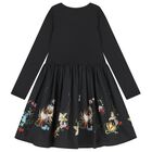Girls Black Pleated Floral Dress, 2, hi-res