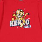 Younger Boys Red Tiger Logo Long Sleeve Top, 1, hi-res