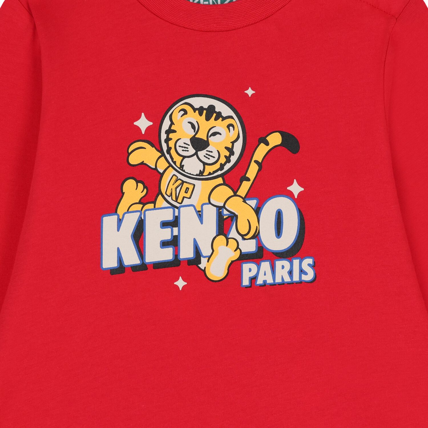 Younger Boys Red Tiger Logo Long Sleeve Top, 1, hi-res