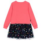 Girls Pink & Navy Blue Tulle Dress, 1, hi-res