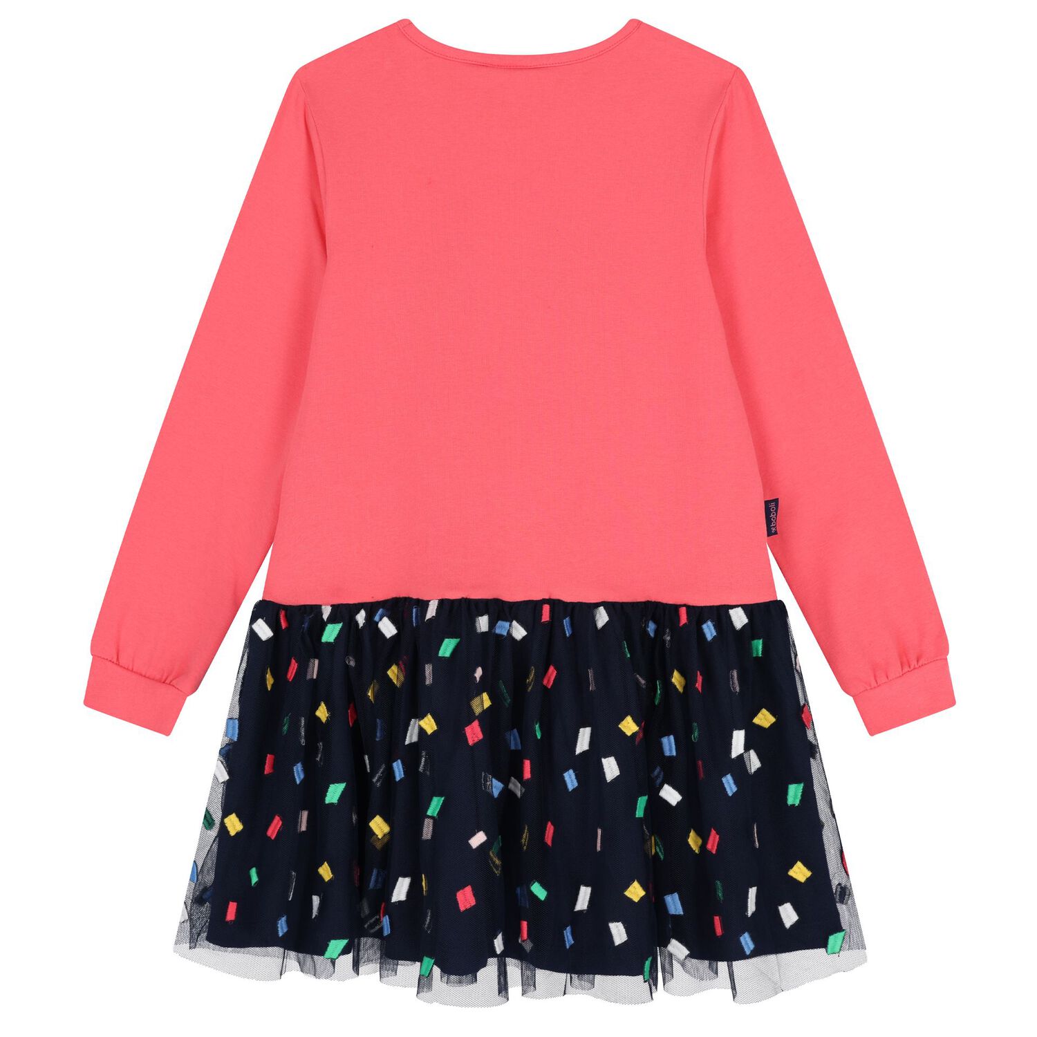 Girls Pink & Navy Blue Tulle Dress, 1, hi-res