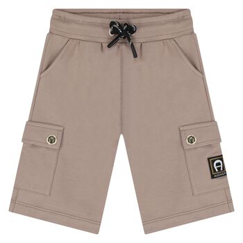 Younger Boys Beige Logo Shorts