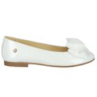 Girls White Ballerina Bow Shoes, 1, hi-res
