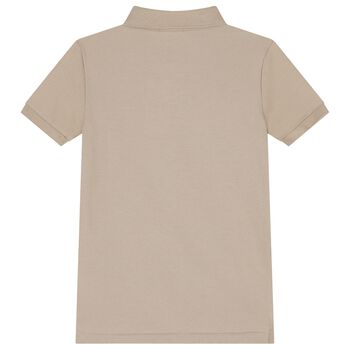 Boys Beige Logo Polo Shirt