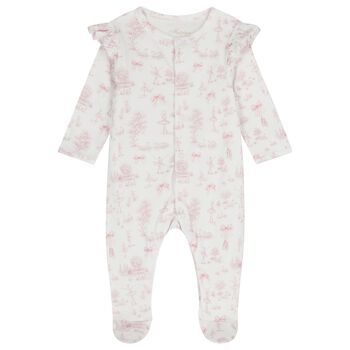Baby Girls White & Pink Swan Babygrow