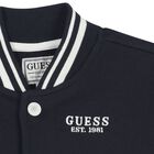 Boys Navy Blue Logo Bomber Jacket, 1, hi-res