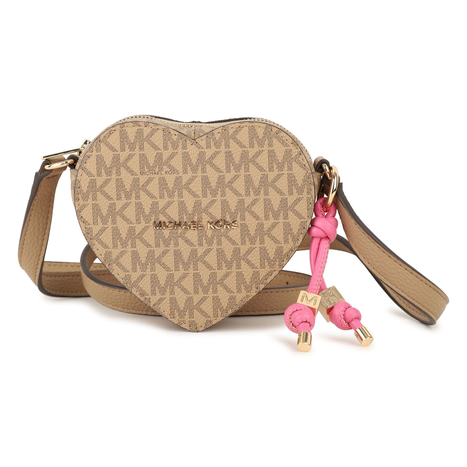 Girls Beige Heart Logo Handbag, 1, hi-res