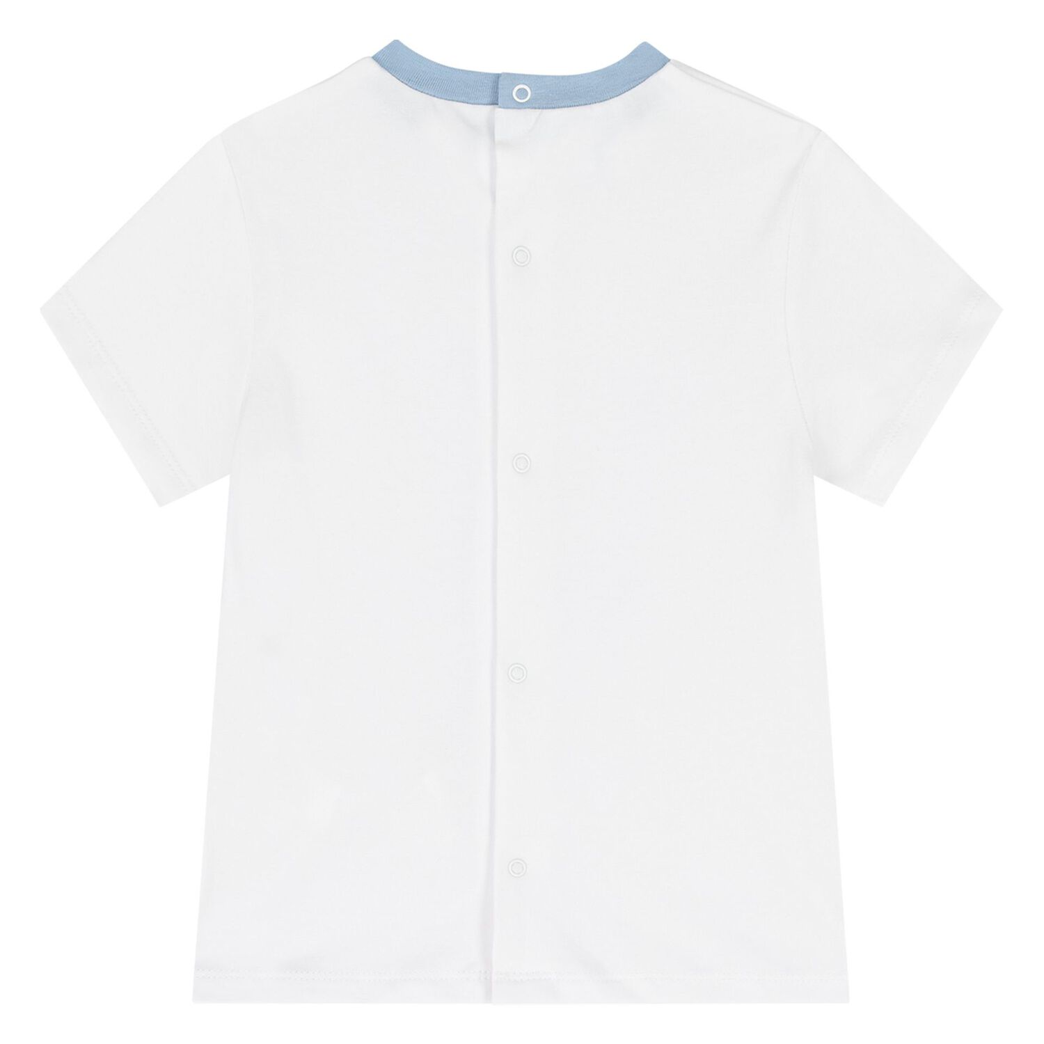 Baby Boys White & Blue Teddy Bear Shorts Set, 1, hi-res