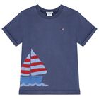 Boys Navy Blue Saill Boat T-Shirt, 1, hi-res