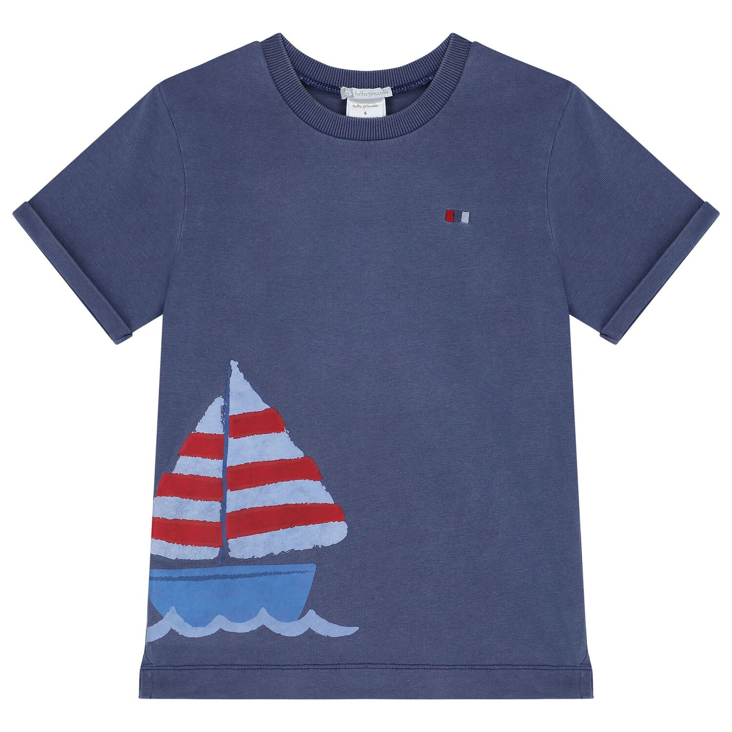 Boys Navy Blue Saill Boat T-Shirt, 1, hi-res