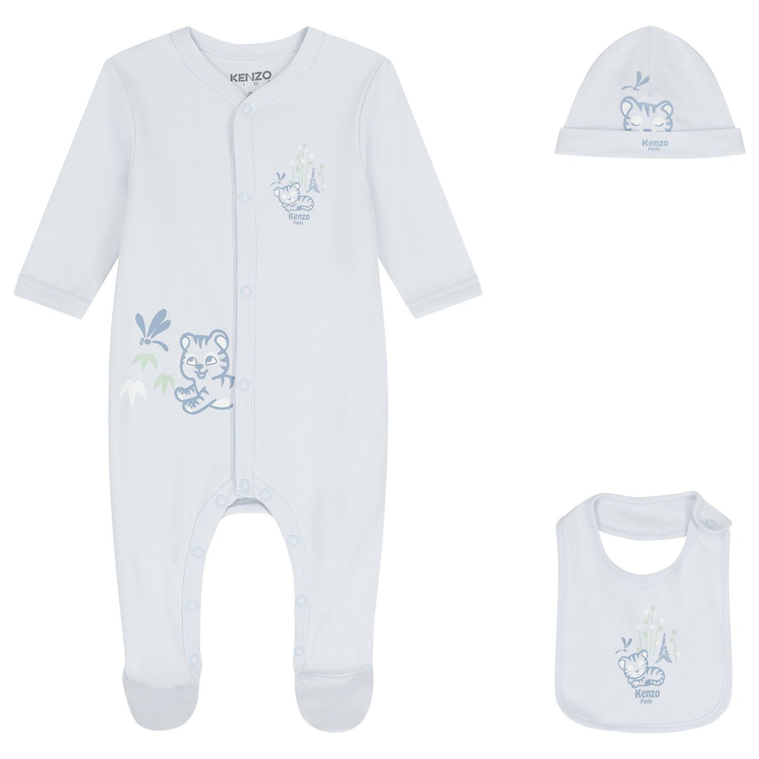 Baby Boys Blue Tiger Babygrow Gift Set, 1, hi-res