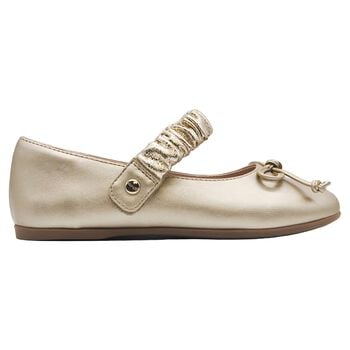 Girls Gold Bow Shoes