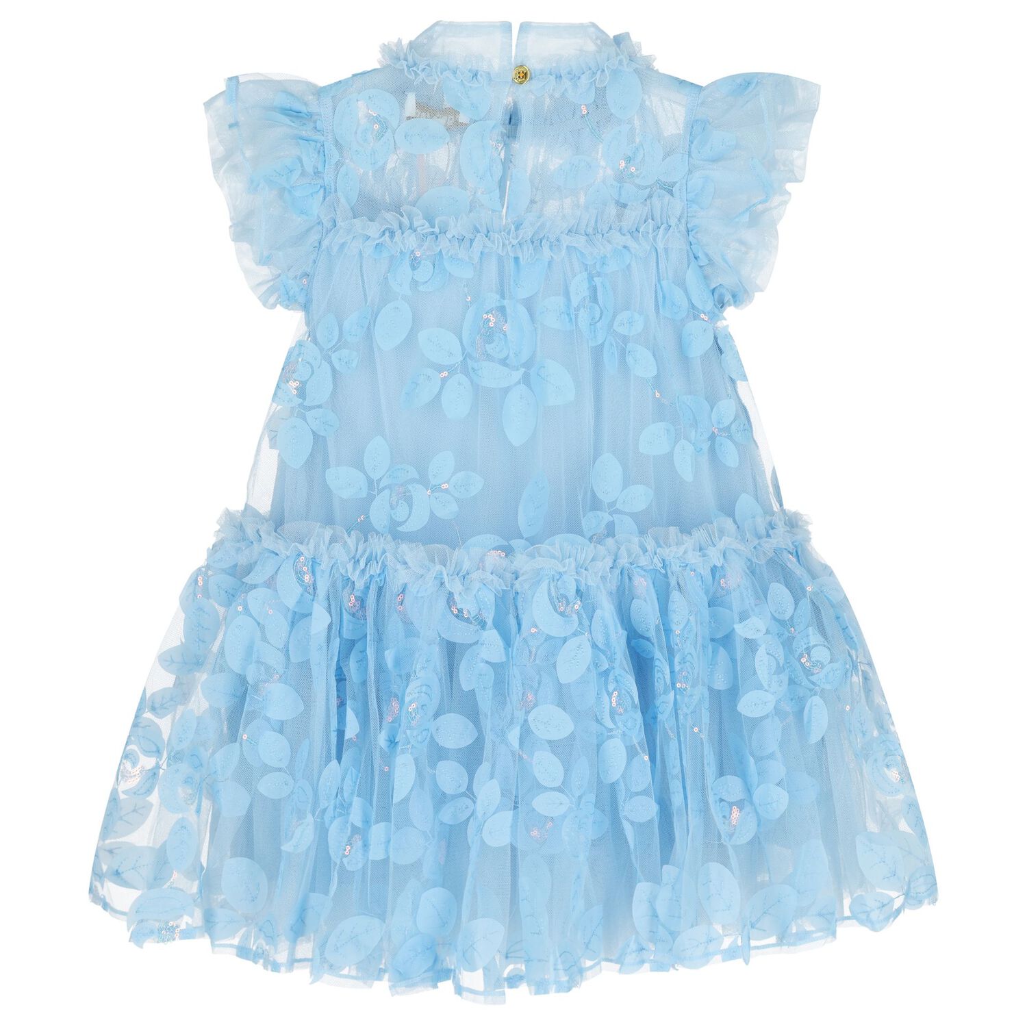 Girls Blue Embellished Tulle Dress, 1, hi-res