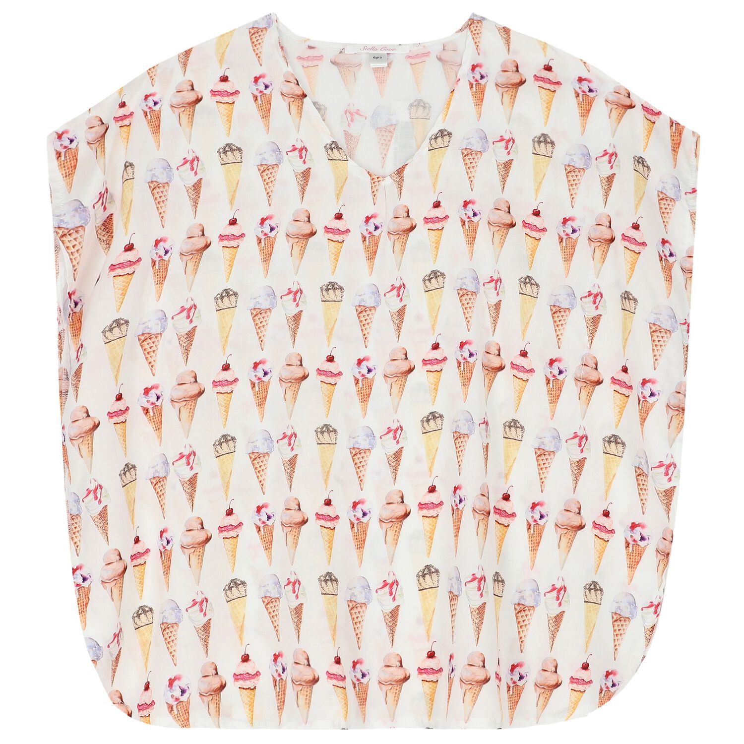 Girls White Ice Cream Kaftan, 1, hi-res
